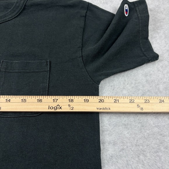 Vintage Champion T Shirt Mens Medium Black T1011 Heavy Cotton Blank 90s USA Made - Picture 7 of 8